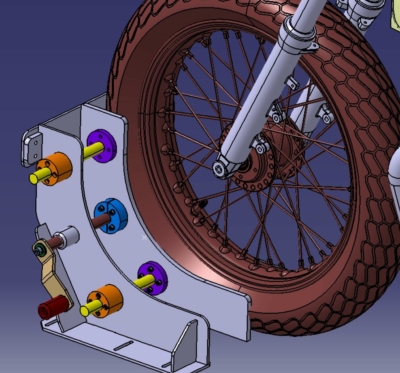 DIY wheel clamp with a motorcycle wheel