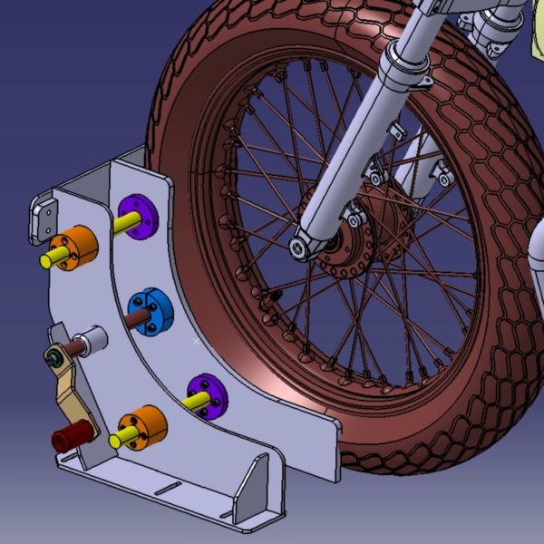 DIY wheel clamp with a motorcycle wheel